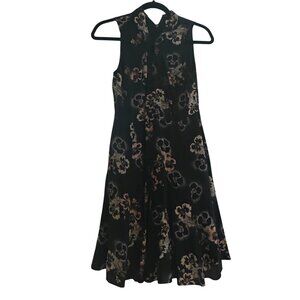 Rebecca Taylor Navy Blue Floral Print Flare Dress, Size 2